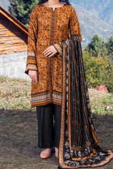 BRONZE - Peach Printed Unstitched Suit 3 Pc - 3187